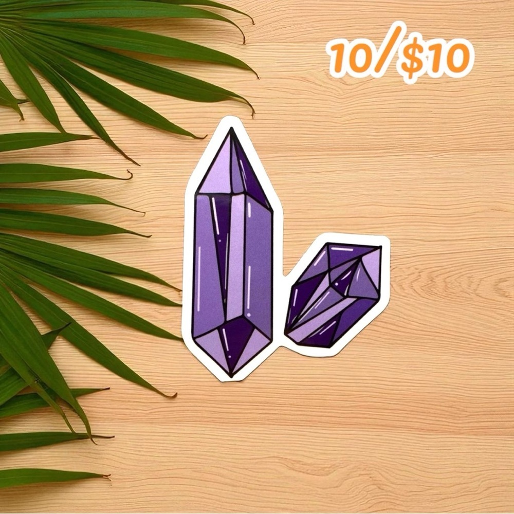 Purple Crystal Cluster Vinyl Sticker – Amethyst Gemstone Design